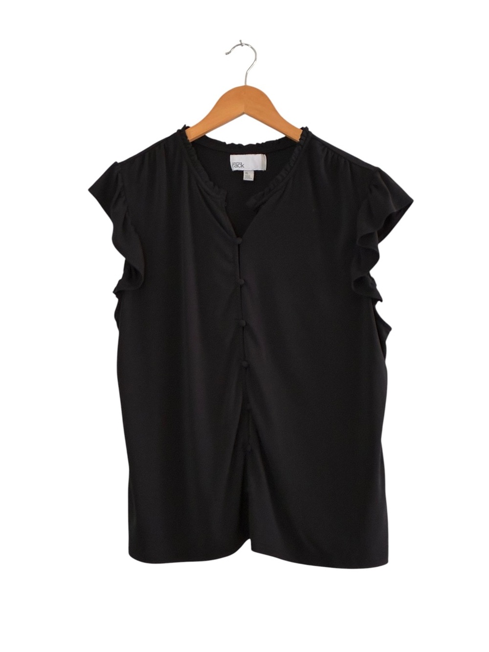 Nordstrom Rack | Black button front flutter short sleeve blouse size extra large